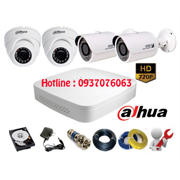 Bộ 4 Camera DAHUA HDCVI 2.0MP