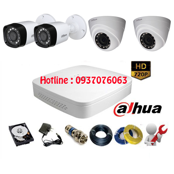 Bộ 4 Camera DAHUA HDCVI 1.0MP